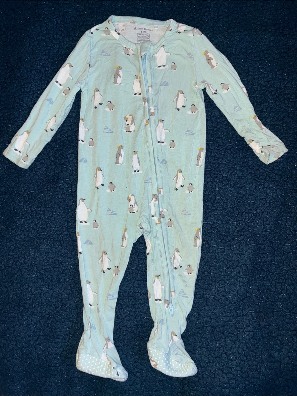 Angel Dear Mint / light blue Penguin Footed One-Piece Pajama